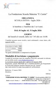 Avviso scuola estiva 2026