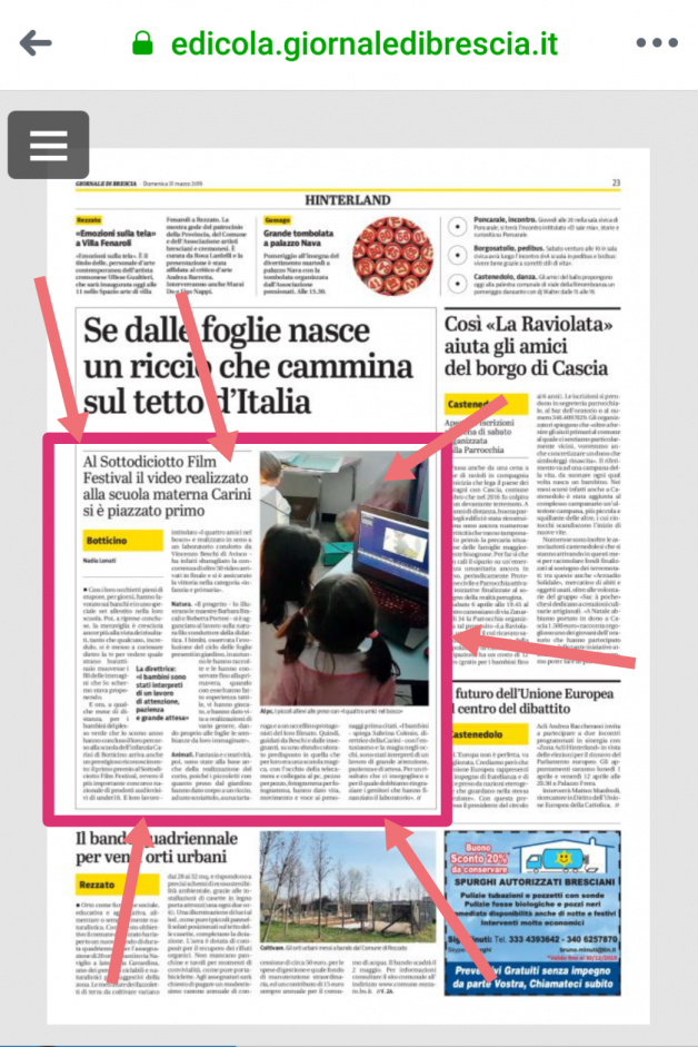 🌟Scuola “Carini” sul 📰Giornale di Brescia (ringraziamo Nadia Lonati per l’articolo)😀👏✌